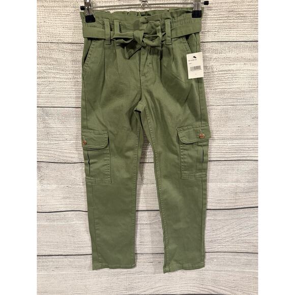BCBGMAXAZRIA Other - NWT BCBG Girls olive green Herb cargo pants paperbag waist & tie belt Size 7